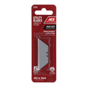 Ace 5-Piece Heavy Duty Carbon Steel Utility Spare Blade Set Silver 0.024inch 23305